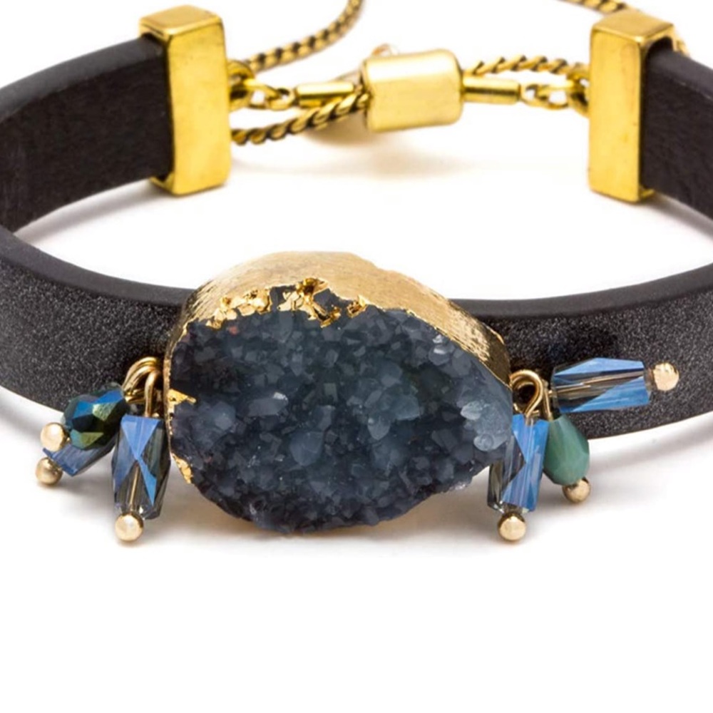 Adjustable Druzy Bracelet 🔮 Charcoal Gray - Picture 2 of 2